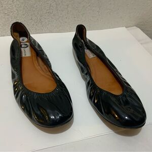 Lanvin ballerina black patent leather flats 9.5